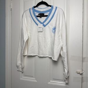 Forever 21 Sweatshirt Womens 0X White Palm Beach Leisure Club Academia NWT